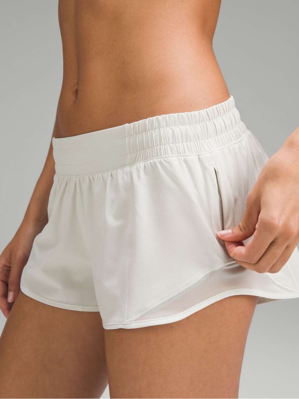 white Lululemon Hotty Hot Shorts